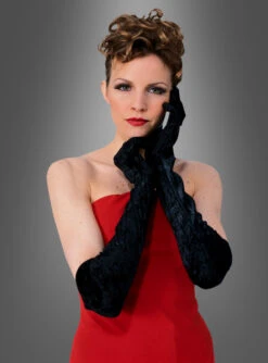 Samthandschuhe Lang Und Schwarz