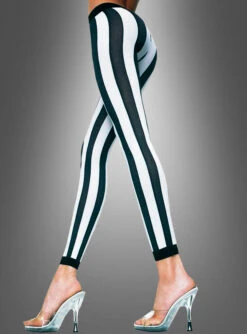 Vertikal Gestreifte Leggings Schwarz-weiß