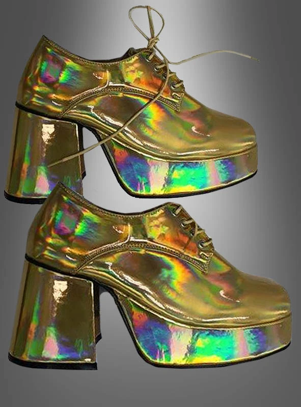 Hologramm Plateauschuhe 70er Disco Fever 1 Hologramm Plateauschuhe 70er Disco Fever