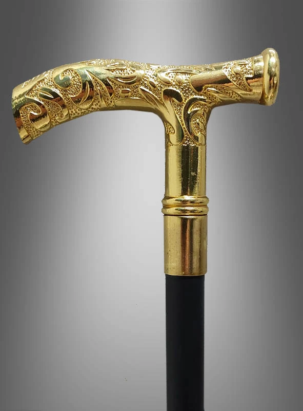 Edler Gehstock Mit Goldenem Griff 93cm 2 Edler Gehstock Mit Goldenem Griff 93cm – Bild 2