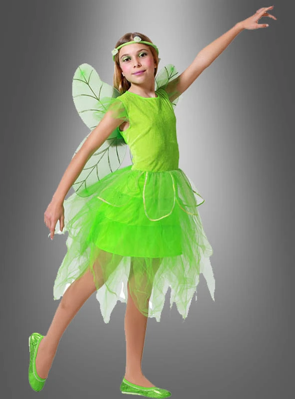 Grüne Fee Kinderkostüm Mit Flügel 1 Grüne Fee Kinderkostüm Mit Flügel