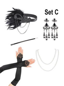 1920er Accessoire Set Mit Schmuck Silber -Cosplay-Laden 20er jahre zubehoer set mit perlenkette 660ce10766 4