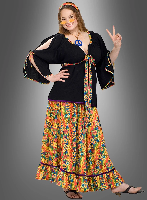 XXL Hippie Mama Blumenkind Kostüm 1 XXL Hippie Mama Blumenkind Kostüm
