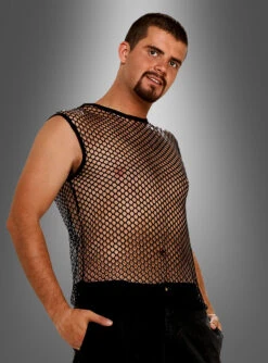 Netzhemd Schwarz ärmellos Für Rocker