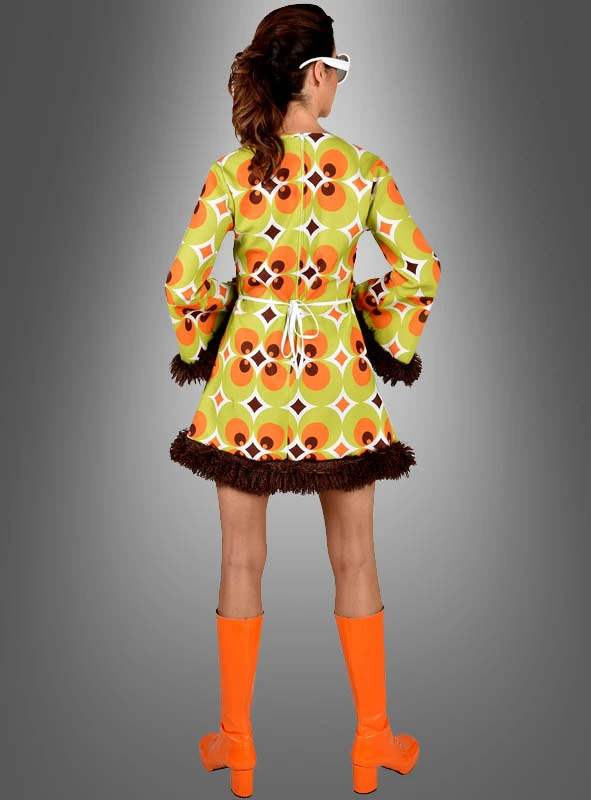 70er Retrokleid Damen Grün-braun 2 70er Retrokleid Damen Grün-braun – Bild 2