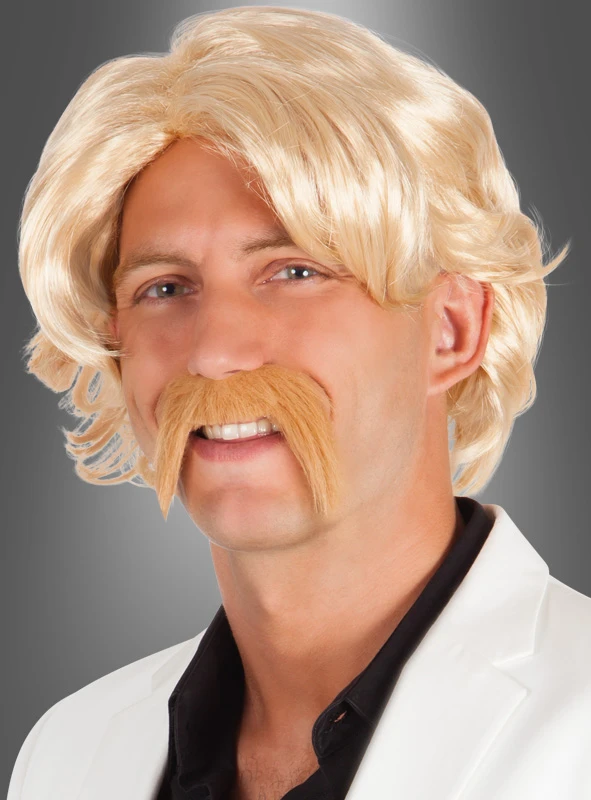 Johnny 70er Perücke Blond Mit Bart 1 Johnny 70er Perücke Blond Mit Bart