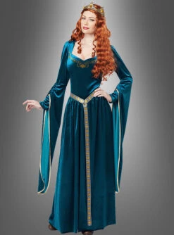 Langes Mittelalterkleid Petrol Königin Guinevere