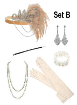 1920er Accessoire Set Mit Schmuck Silber -Cosplay-Laden charleston kopfschmuck set mit schmuck 158bfafda0 3