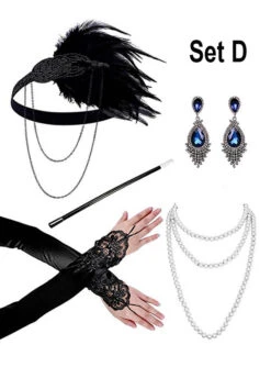 1920er Accessoire Set Mit Schmuck Silber -Cosplay-Laden perlenkette 20er jahre kostuemschmuck ohrringe set 6de492eb9b 5