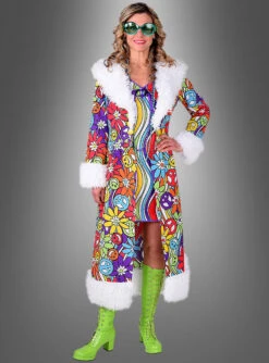 Langer Mantel Hippie Smile -Cosplay-Laden pluesch mantel flower power 70er efe9a730f2 3